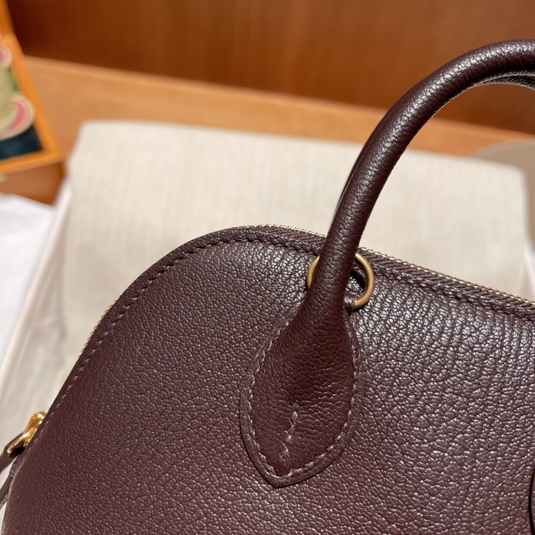 에르메스 미니 볼리드18 루즈 셀리에 에버골드 금장 염소가죽